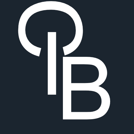 Logo Intercom-Berlin, Logo besteht aus Buchstaben I und B, das I wird von einem Bogen überzogen welcher ins B endet